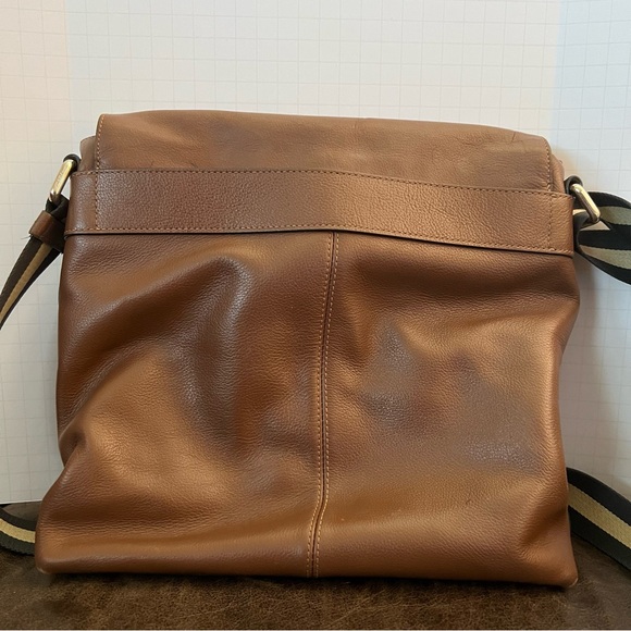 MCoach F28576 Brown Leather Messenger Bag - Adjustable Striped Strap - Picture 13 of 15